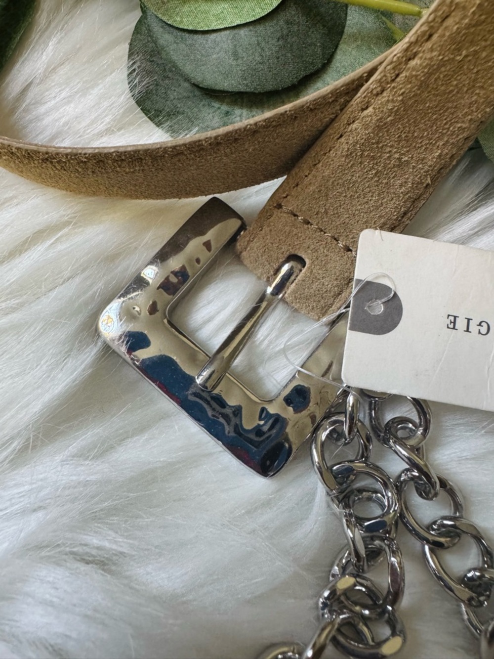 Anthropologie Suede Belt with Doubles Chain Accent - Picture 4 of 8